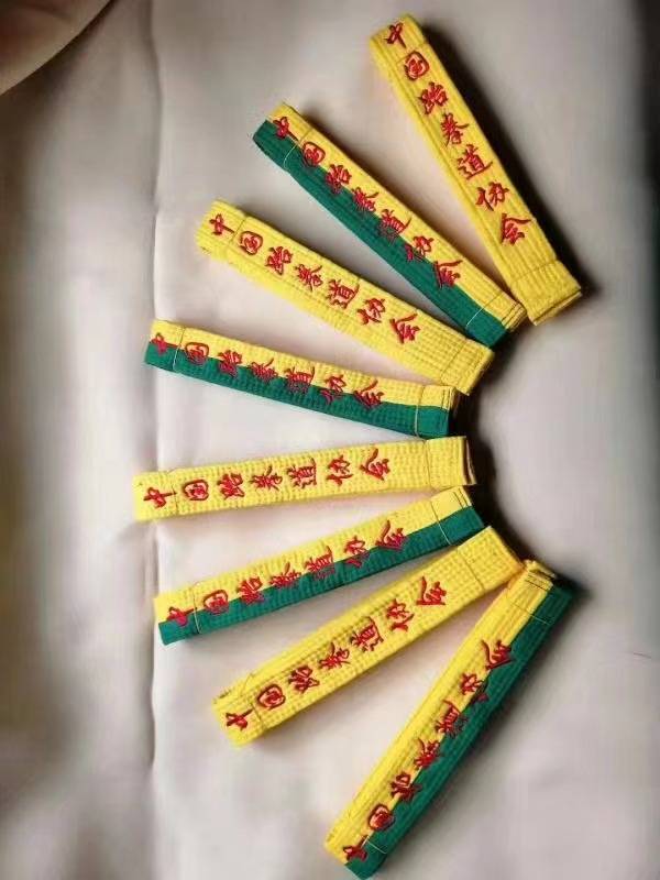 a student with a 180cm embroidery